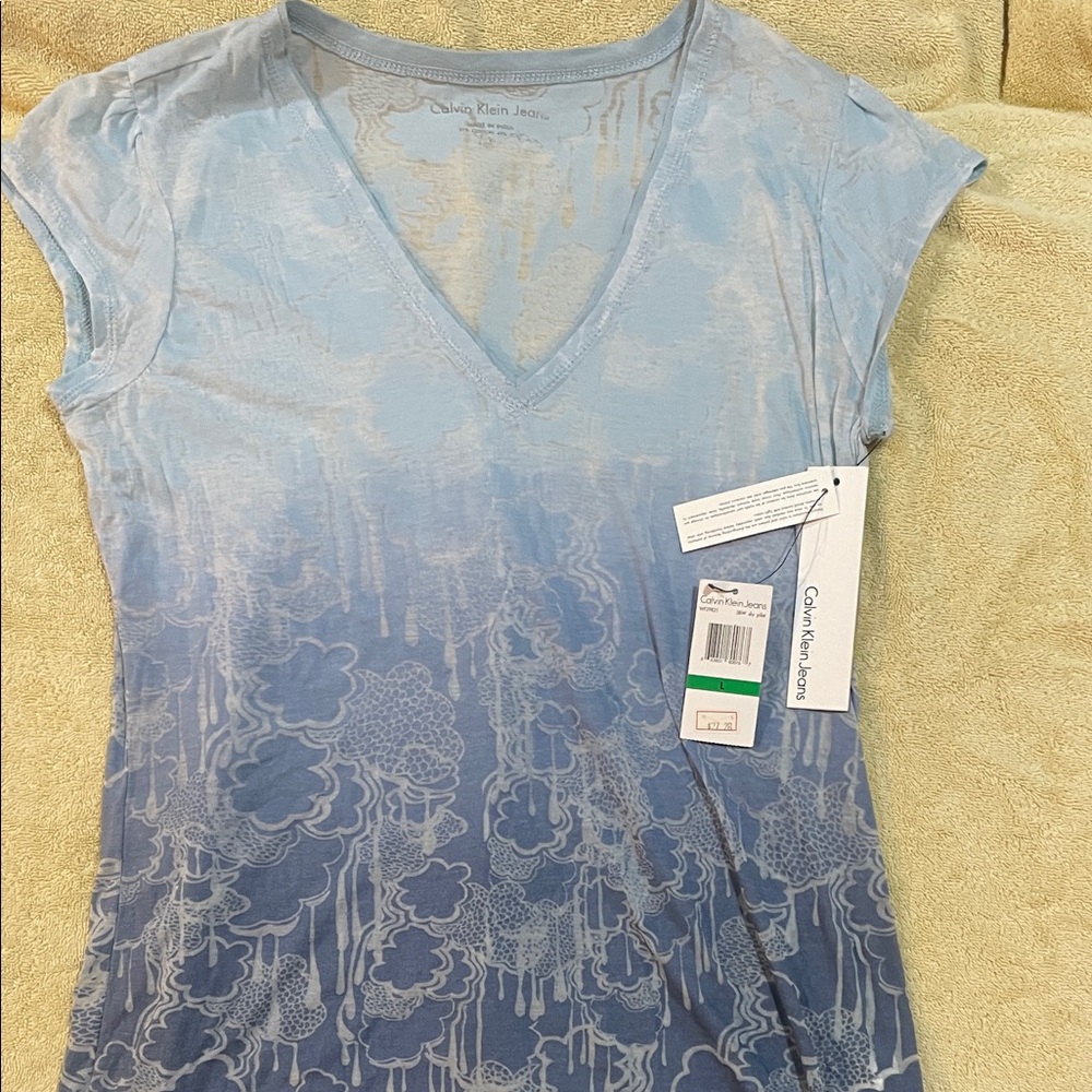 Calvin Klein Jeans Light Blue Floral Short Sleeve Tee